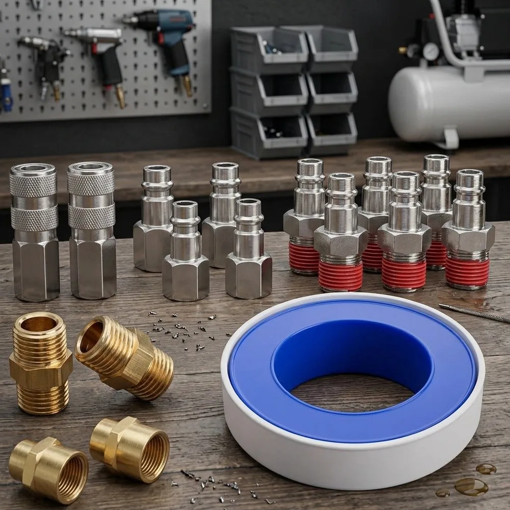 For High-pressure Tasks 1 4in Air Coupler Kit Compressor Connectors External Thread Type Self-locking Mechanism