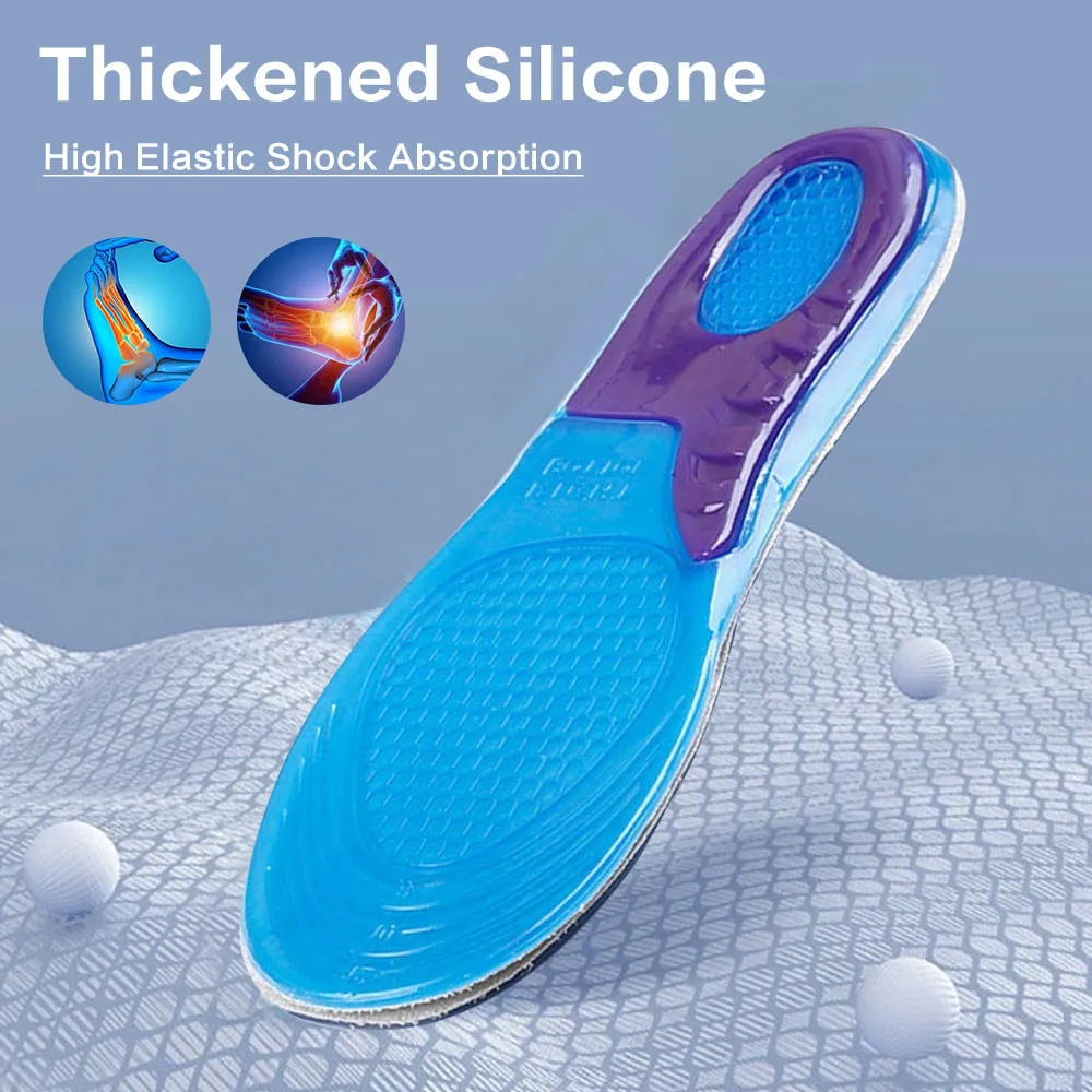 1Pair Sports Elastic Silicone Gel Insoles Shoe Inserts Cushion for Women Men Breathable shoes Pad Massage Casual Sports Insole