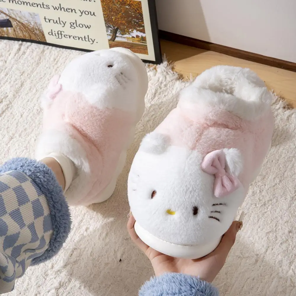 Kuromi My Melody Hello Kitty Slippers Lovely Cotton Shoes Cinnamoroll Sanrio Kawaii Home Shoes Warm Indoor Shoes Kids Girls Gift