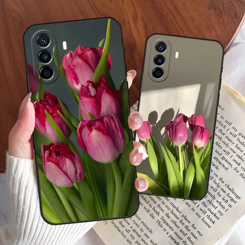 Tulips Flower Spring Phone Case For Honor 70 50 60 X8 X7 30 9 20 10 20I 20S 10i Pro Plus Lite Luxury Design Back Cover