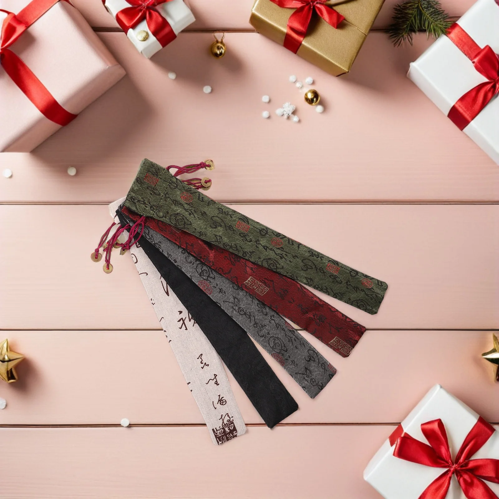 

5Pcs Cotton Folding Hand Fan Storage Bag Chinese Vintage Drawstring Holder Protective Sleeve for Cultural Events Travel Use