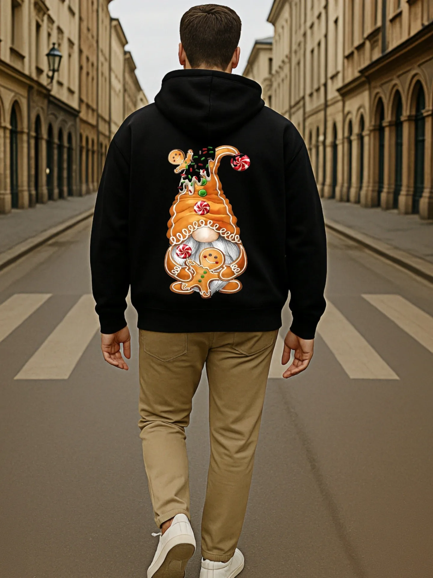 هوديي برسومات جرافيك للرجال، كارتون - صوف مطبوع - مبطن، نمط كاجوال للارتداء اليومي