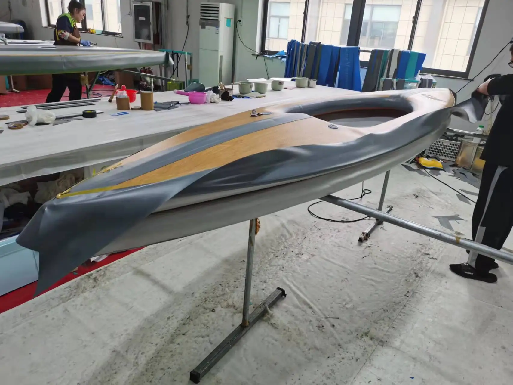 2 Person Drop Stitch Inflatable Fishing Kayak Factory Directly Customized PVC Tarpaulin Kayak 2 Person Sit in Long Ocean 180kg - view 4