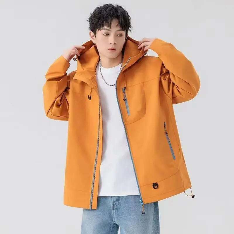 

Outdoor Windproof Waterproof Men's Casual Jaet Couple's Hiking Clothes Spring Boy's Loose Fit Polyester Fabric Coat