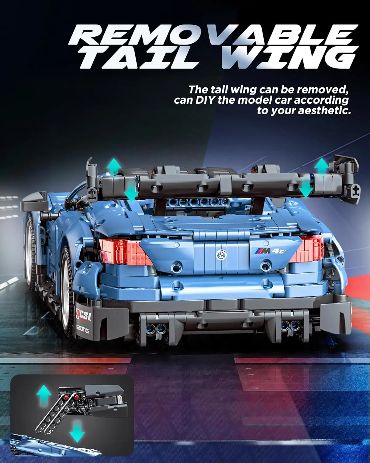 Sportwagenbouwset, schaal 1:10 M4 race-technische auto voor volwassenen Verzamelauto's ingesteld om te bouwen, bouwen en weergavemodel voor