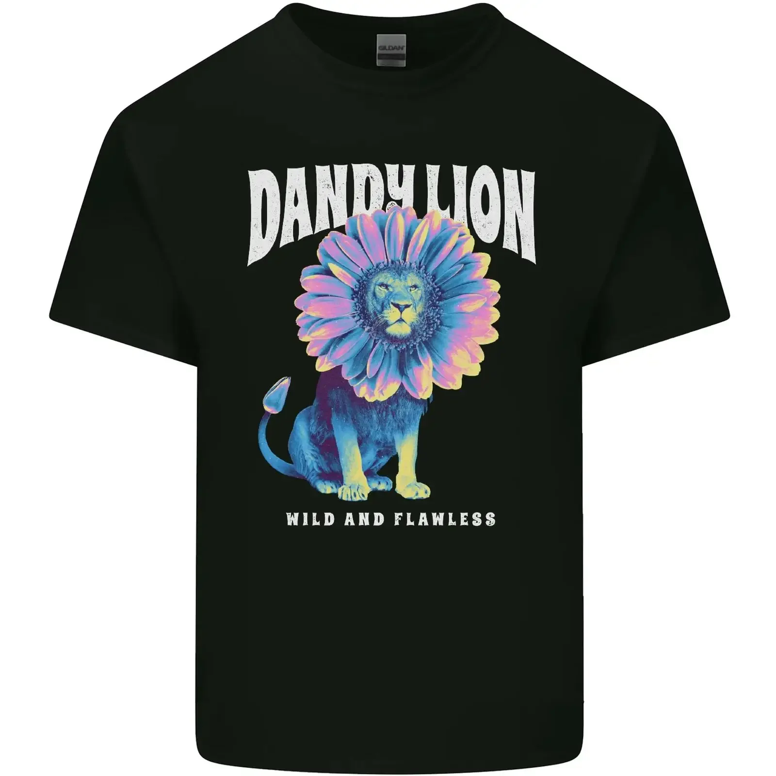 Dandylion Lustiges Löwen-Kinder-T-Shirt, Vintage-Waschung, Weiches, Atmungsaktives Oberteil für den Alltag, Designer-Kleidung, Modisch, Dehnbar