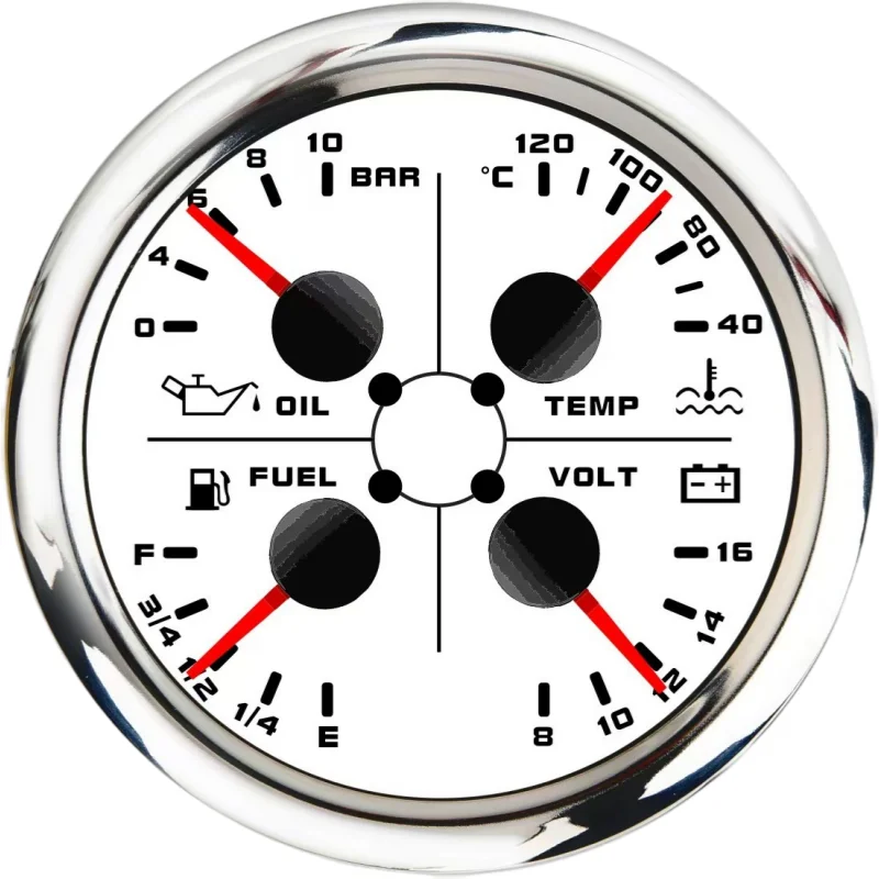 

OEM Wholesale The New Led 85Mm Four in One Instrument for Ships Yachts Cars Water Temperature Oil Pressure and Voltage