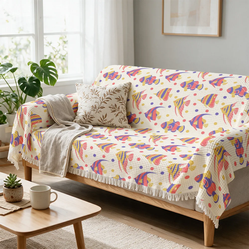 Vibrant Boho Peacock Print Sofa Throw Blanket Cushion Cover Accent Decorative Throw for Living Room Home Decor Seating