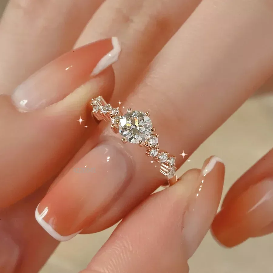 

Korean New Ring for Female Instagram Small Luxury Design Exquisite Versatile Index Finger Ring Super Sparkling Zircon Rings Gift