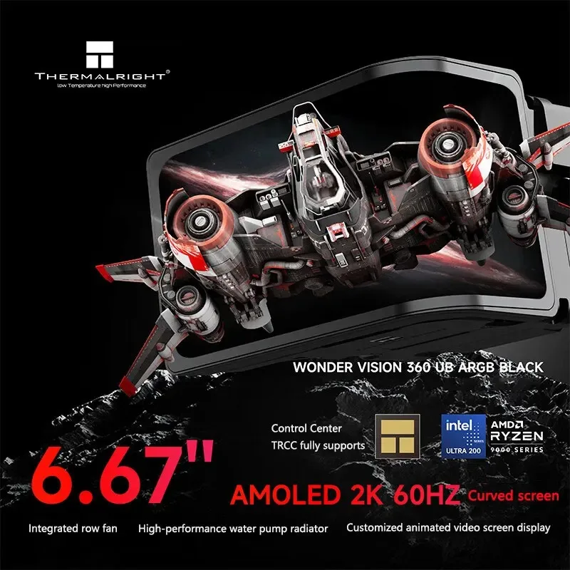 Thermalright WONDER VISION 360 UB Pendingin Air All-in-one 360MM Layar AMOLED LCD 2K 60HZ Melengkung 6,67 inci dengan Visi 3D Tanpa Kacamata