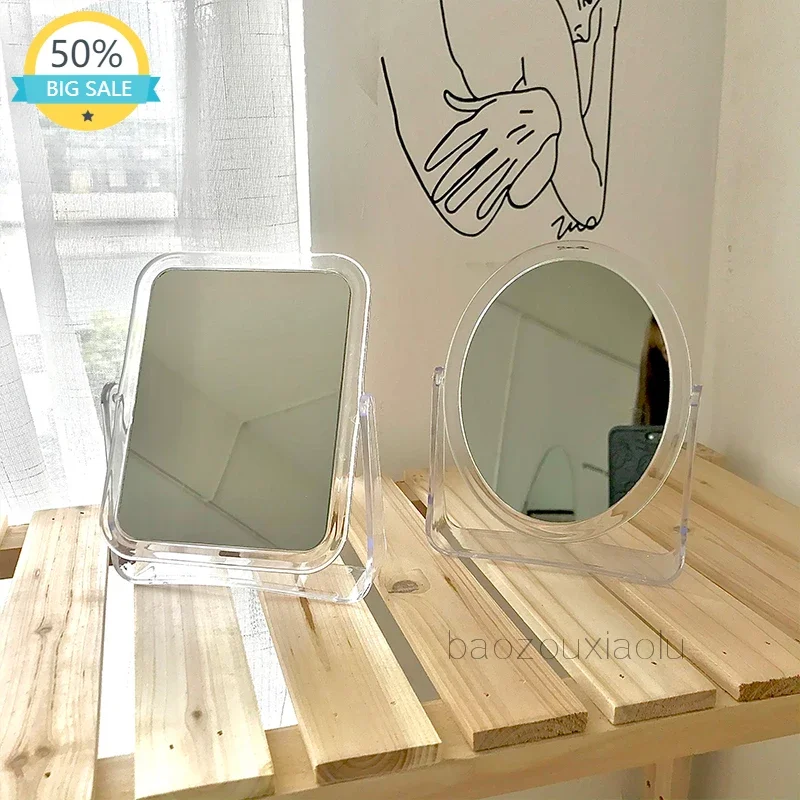 

Cute Mini Makeup Mirror Table Holder Women Waterproof Shower Mirror Desk Decoration Aesthetic Miroir Mural Korean Decoration