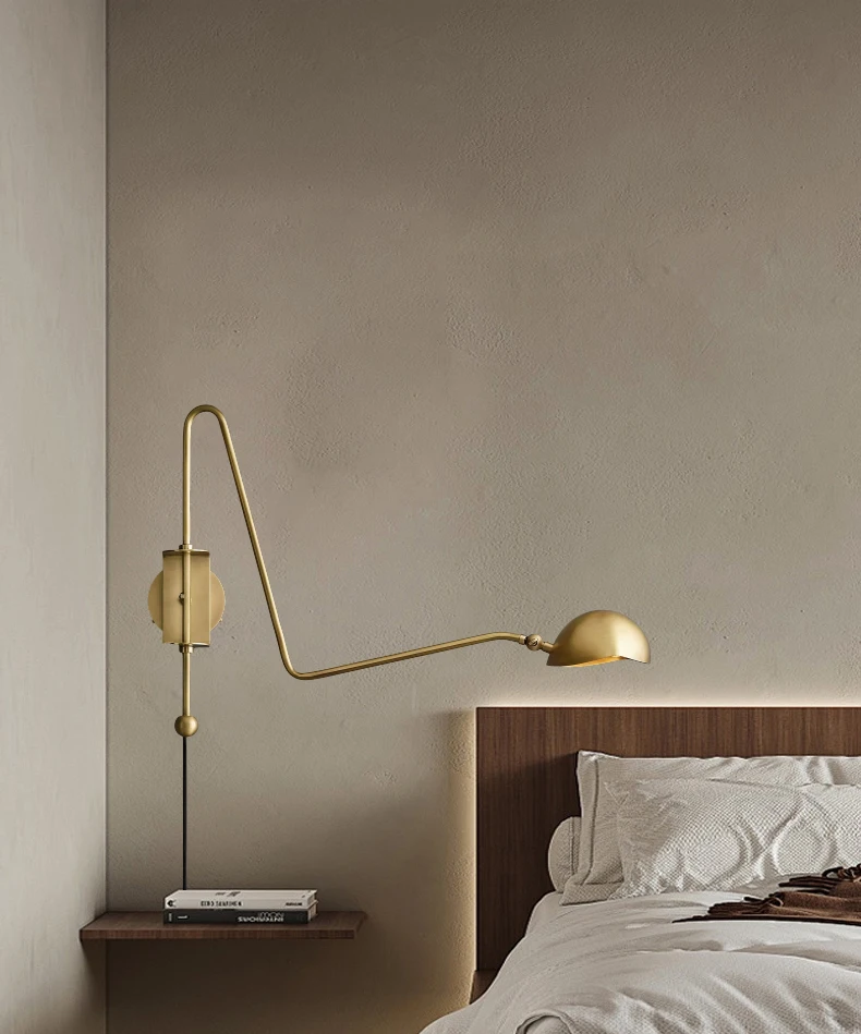 American Copper Wall Light Gold Black Plug Adapter