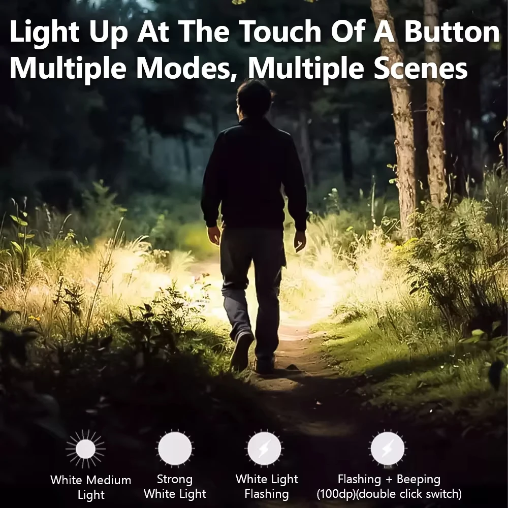 Mini chaveiro lanterna de alarme 100dB campainha gancho loop montagem multi modo luz LED para segurança de emergência ao ar livre