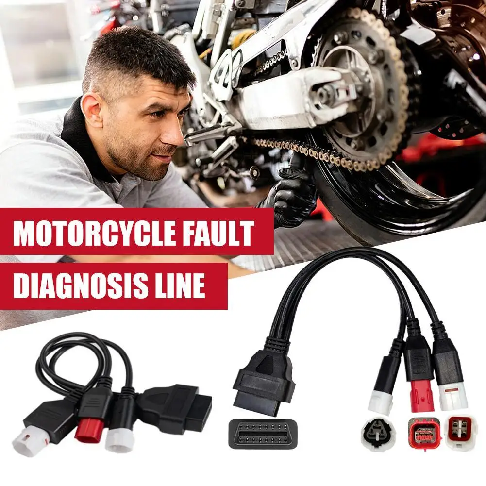 

Кабель-адаптер для диагностики мотоциклов 3-в-1 (3-контактный, 4-контактный для Yamaha, 6-контактный для Honda) OBD2 16PIN, удлинительный кабель OBD 2