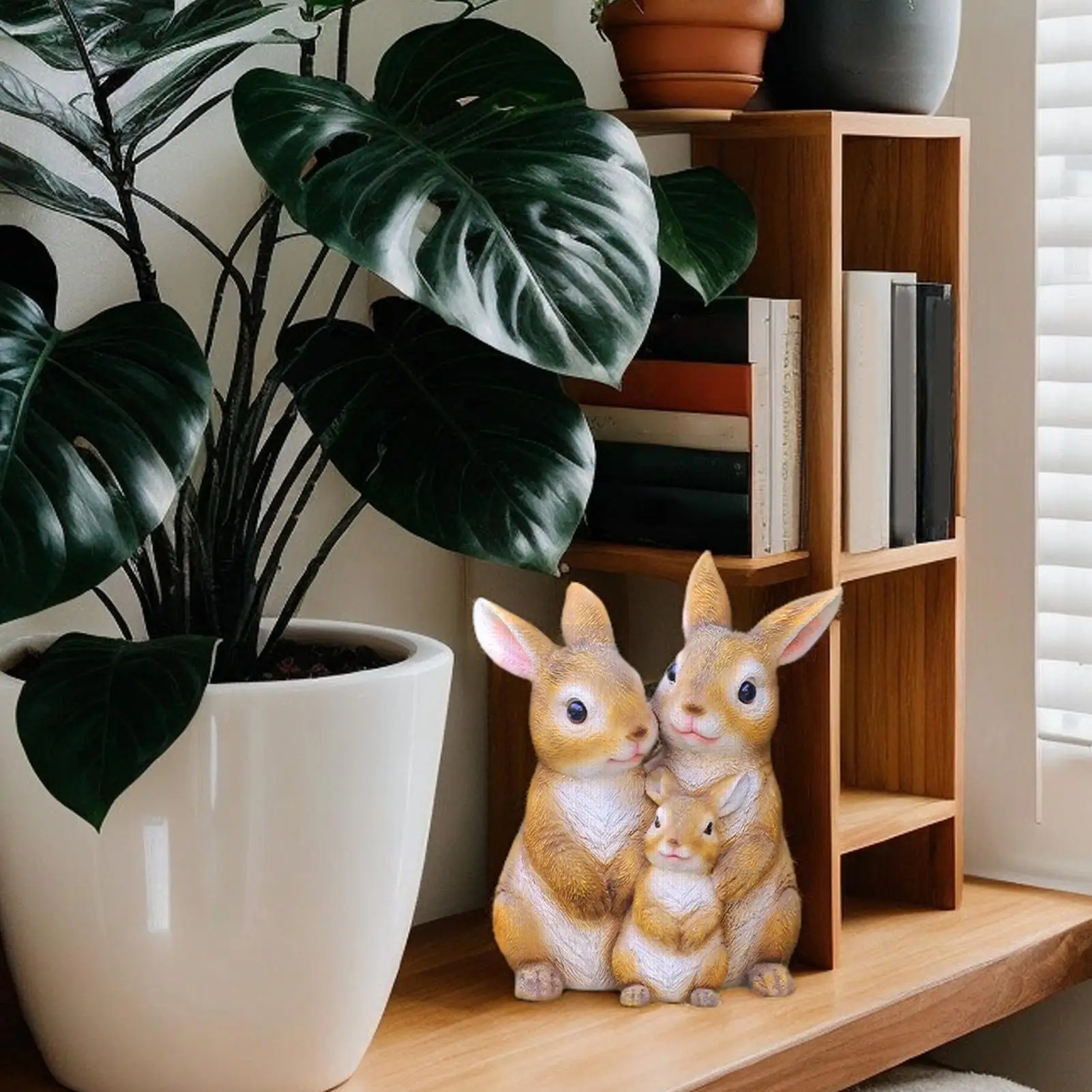 Bunny Garden Statue Portable Bunny Yard Decor Statue Resin Ornaments Neutral Decoration For Door Home Landscaping Backyard Lawn