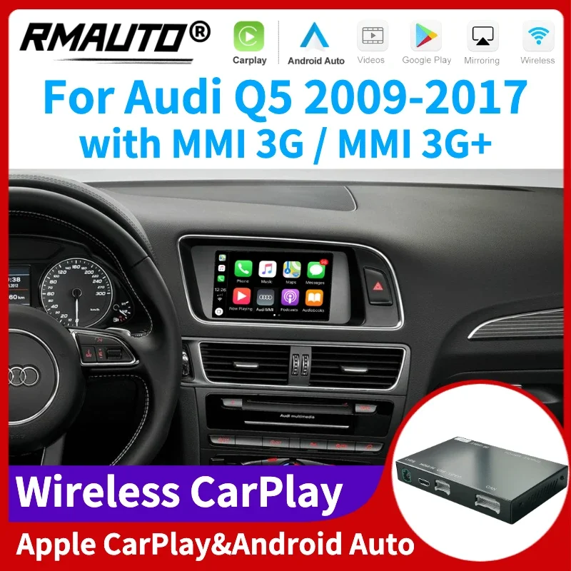 

RMAUTO Wireless Apple CarPlay MMI 3G for Audi Q5 2009-2017 Android Auto Mirror Link AirPlay Support Reverse image Car Play