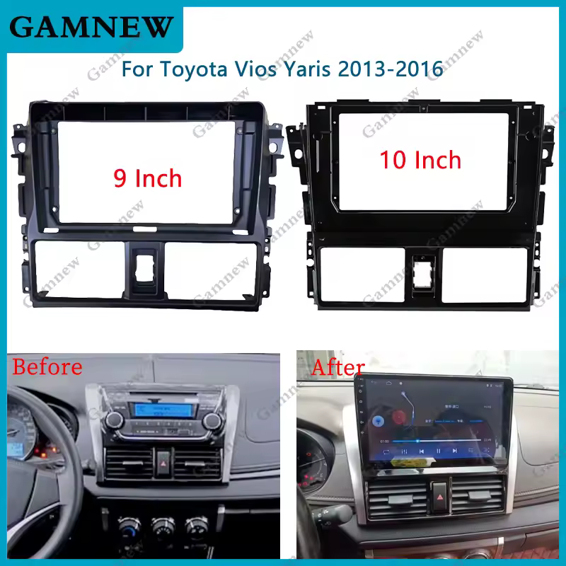 9 10 אינץ 'מכונית אודיו רדיו צלחת מסגרת fascia עבור toyota yaris vos 2013-מסך גדול 2016 2dvd נגן לוח מקף הר ערכת