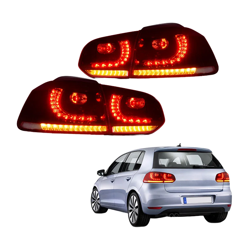 

STLF For 2008-2013 VW Golf 6 Mk6 LED Tail Lights Clear Lens Red Sequential Rear Lamp Assembly New Condition ABS Material