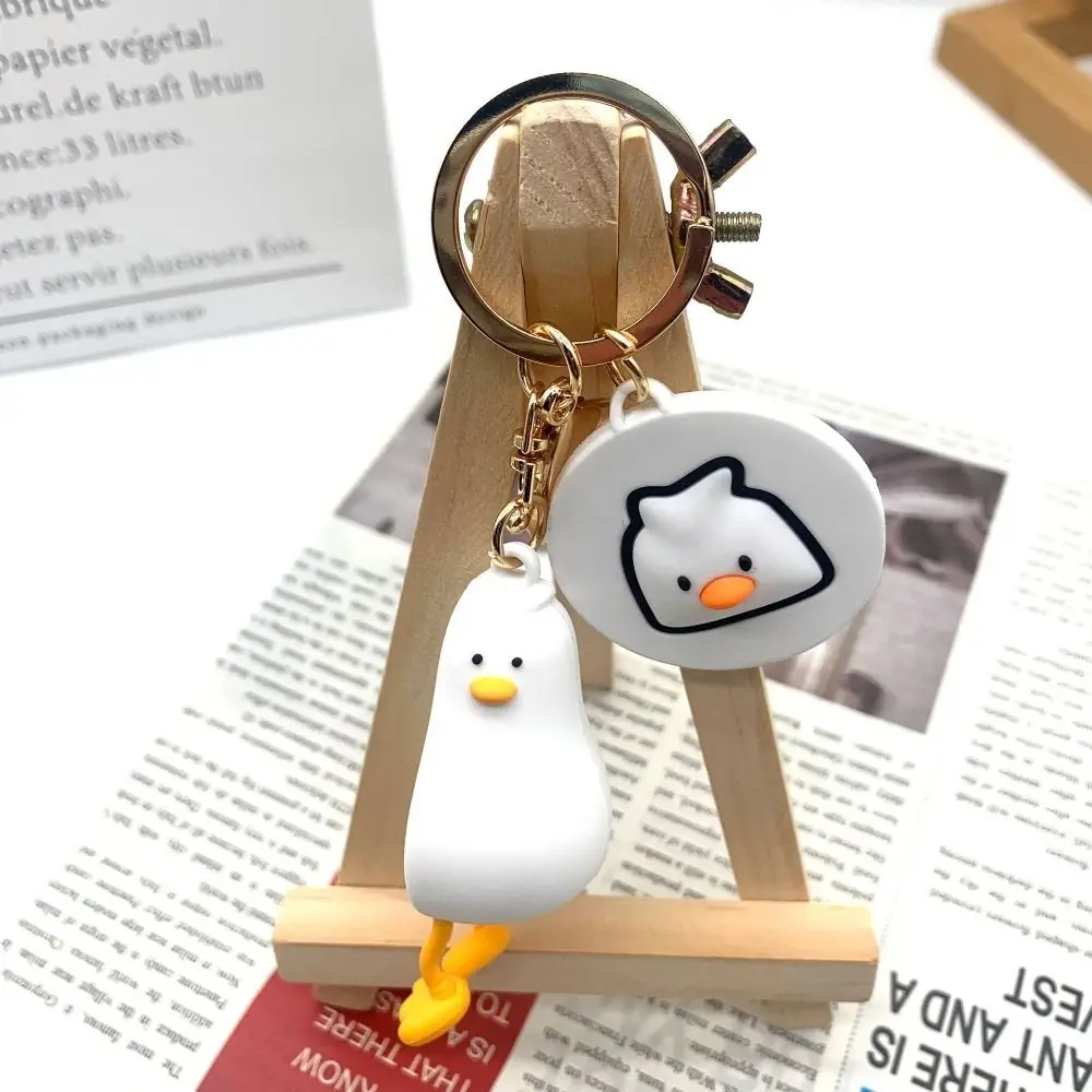 Car Keyfob Lying Down Duck Cartoon Lying Down Duck Keychain Animal Trinket Lying Duck Doll Keyring Ins PVC Key Ring Gift