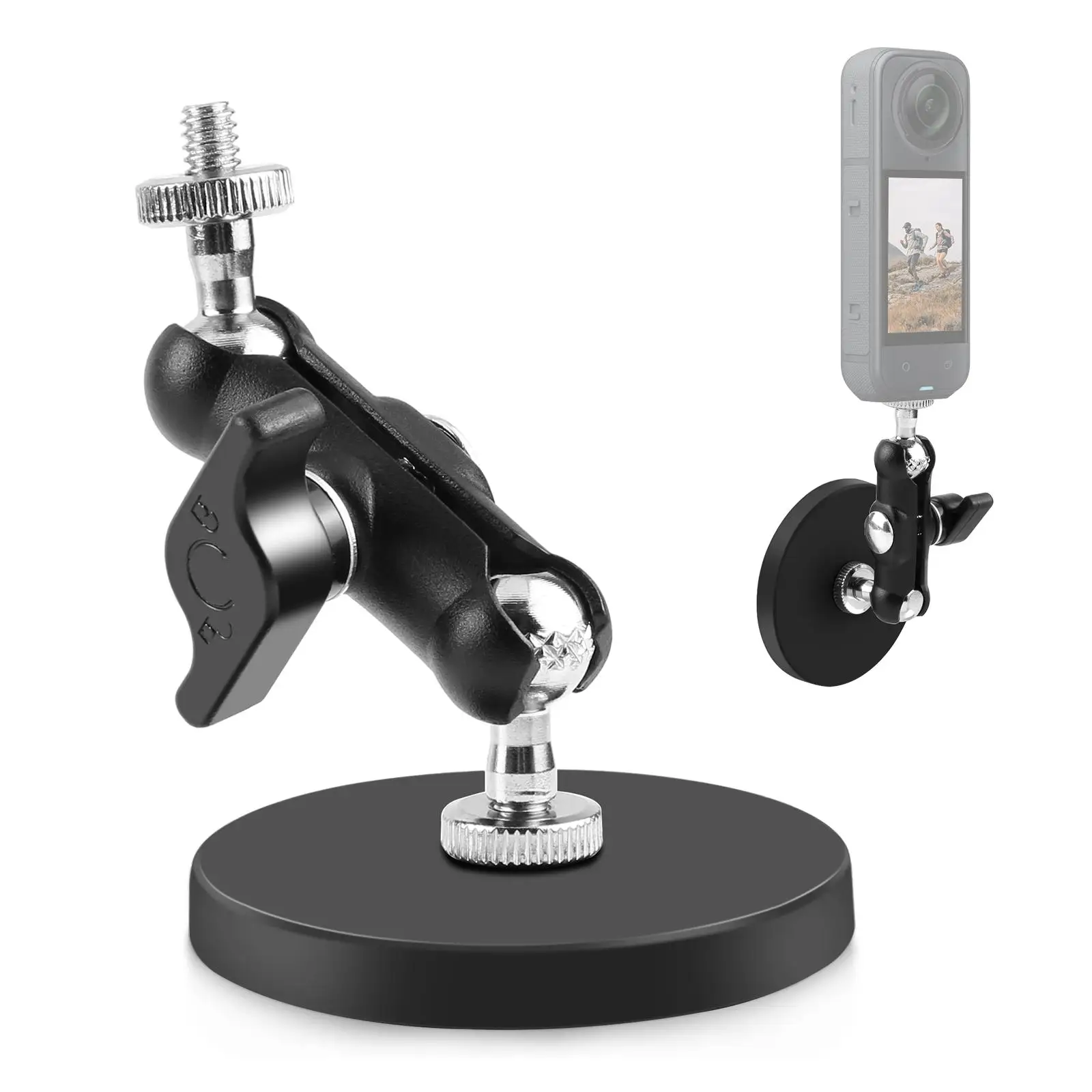 PULUZ Universal Adjustable Magnetic Base Pea-Style Clip 1/4-inch Interface Action Camera Mount Mobile Phone Holder Adapter