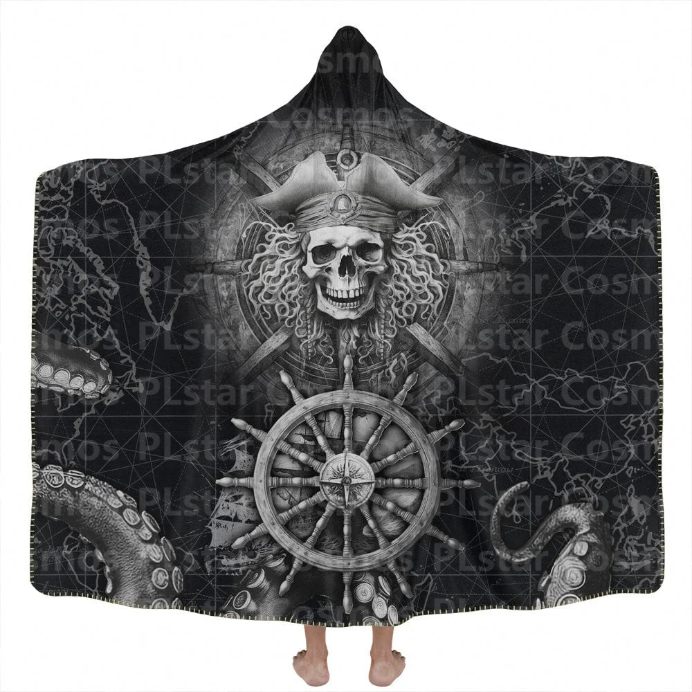 Black Beard Hooded Blanket 3D All Over Printed Wearable Blanket for Men and Women Adults Kids Fleece Blanket