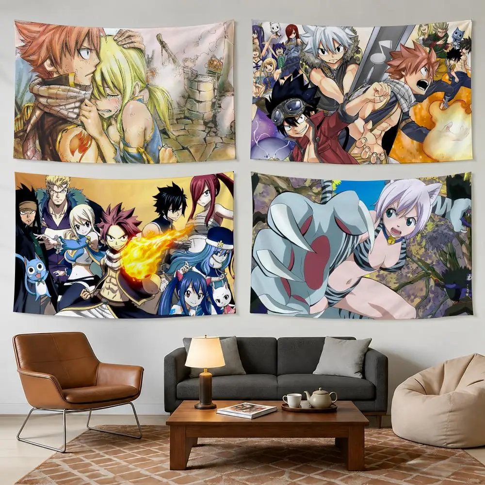 F-Fairy Tail Anime Retro Tapestry Bedroom Living Room Bar Party House Home Dorm Interior Wall Decor Background Banner