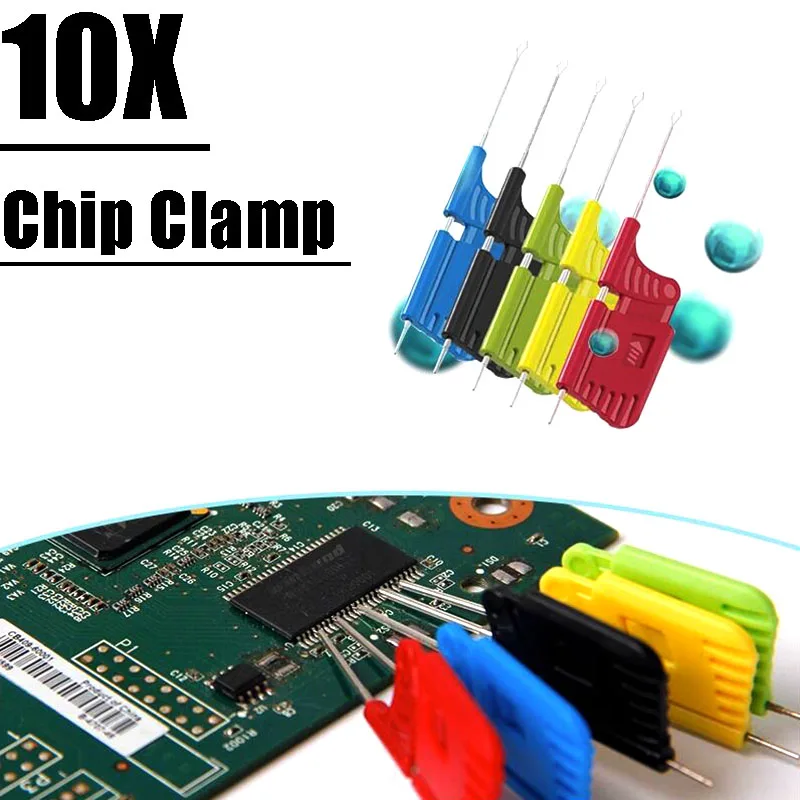 Universal Chip Clamp ic Test Clip Bios Logic Analyzer Sop Soic Sop8 Smd Pin Hook Soquete Online Burning Programador 10x