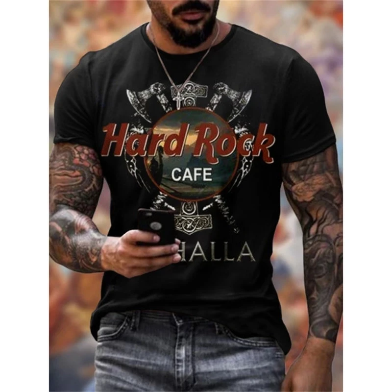 Men's fashion printed T-shirt summer street Harajuku round neck quick drying sports casual short sleeved top