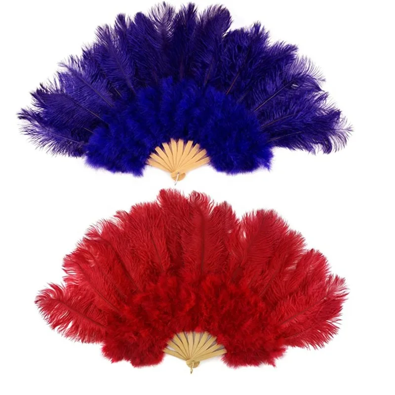 

Wholesale Ostrich Feather Fan Flapper Folding Fan Dance Costume Accessory For Dancer Performance Hot Girl Showing