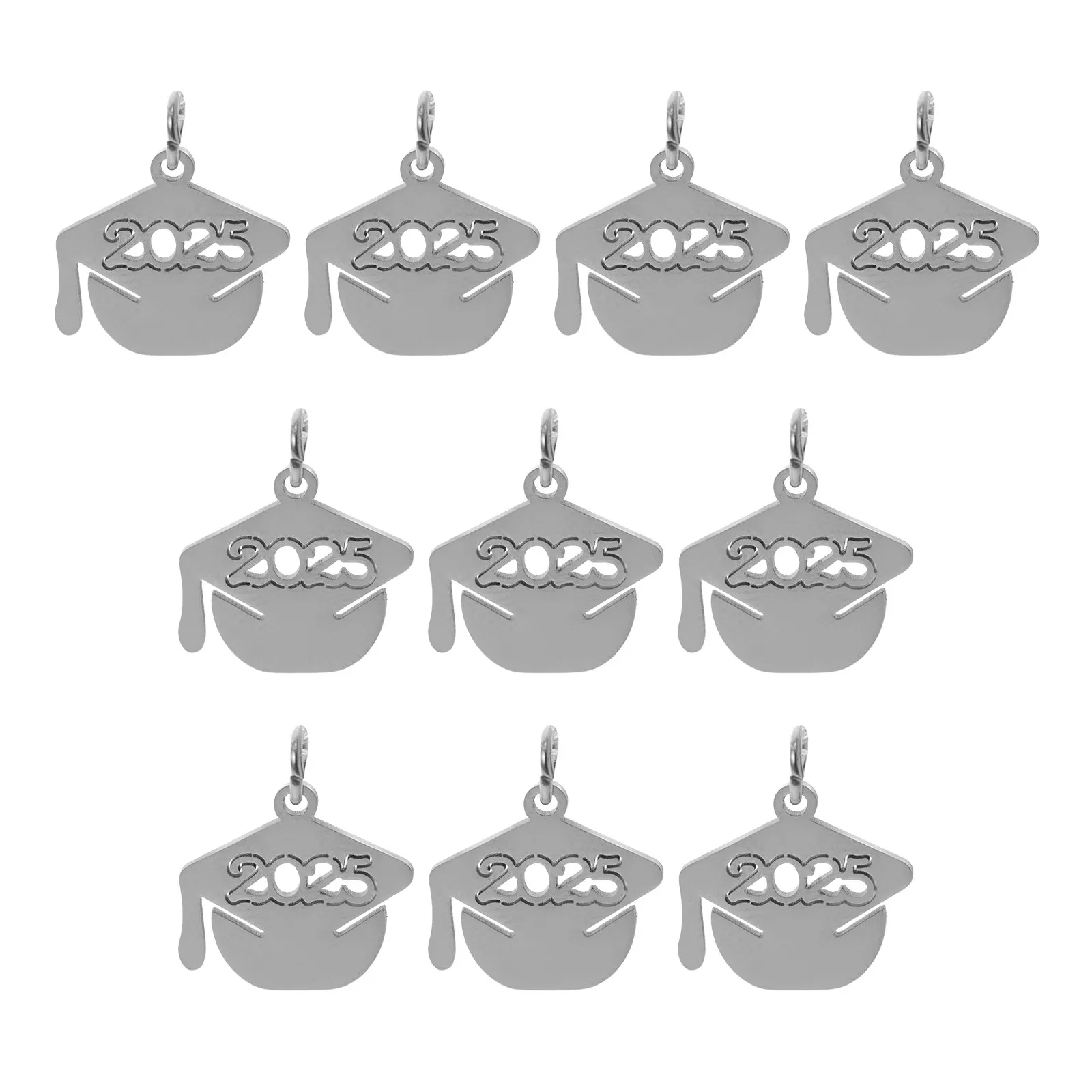 

10Pcs 2025 Grad Cap Pendants Metal Graduation Jewelry Charms for DIY Crafting Necklaces Bracelets Keychains Graduation Year 2025