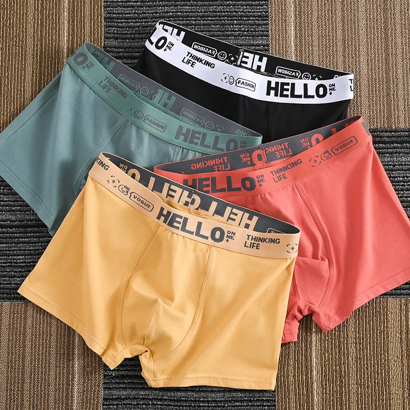 4pcs/lot New Sexy Men Boxer Soft Breathable Underwear Male Comfortable Solid Panties Underpants Cueca Boxershorts Homme For Men