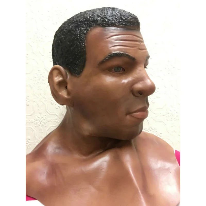 Realistic Black Man Male Model Latex mask Disguise Boxer Ali Full Overhead Costume Accessory