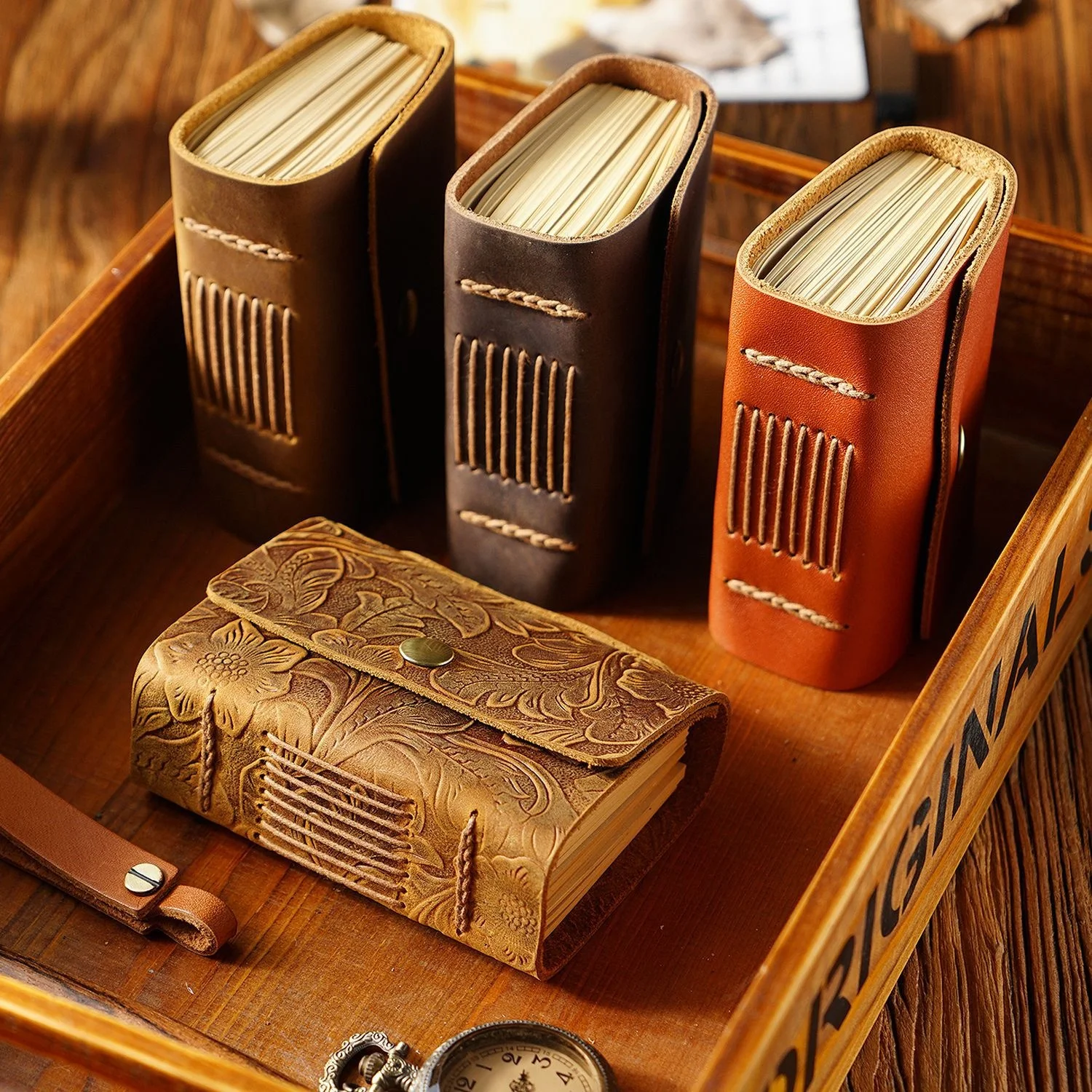 Miniature Handmade Genuine Leather Notebook Neutral Vintage Cowhide Notepad Creative Boy's Girl's Graffiti Diary Wholesale