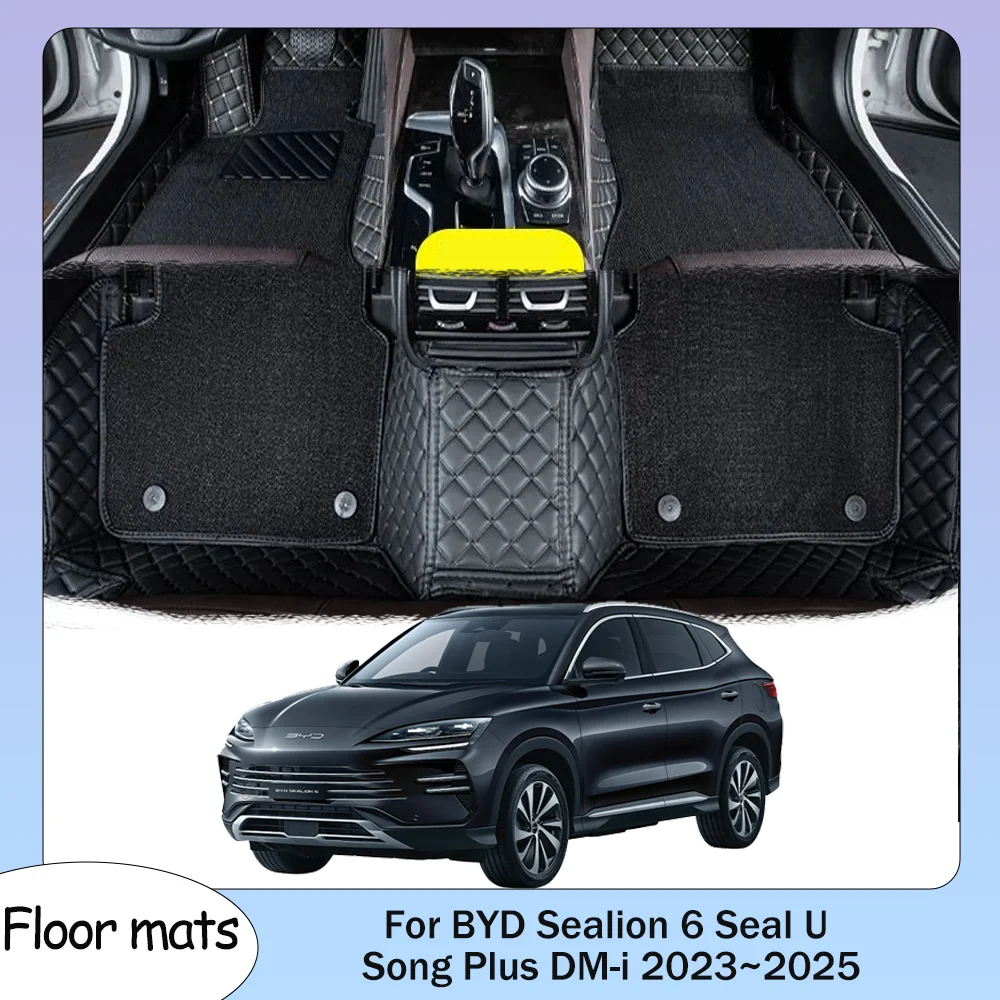 

For BYD Sealion 6 Seal U Song Plus DM-i 2023~2025 2024 LHD RHD Car Floor Mats Waterproof Carpets Interior Protection Accessorie
