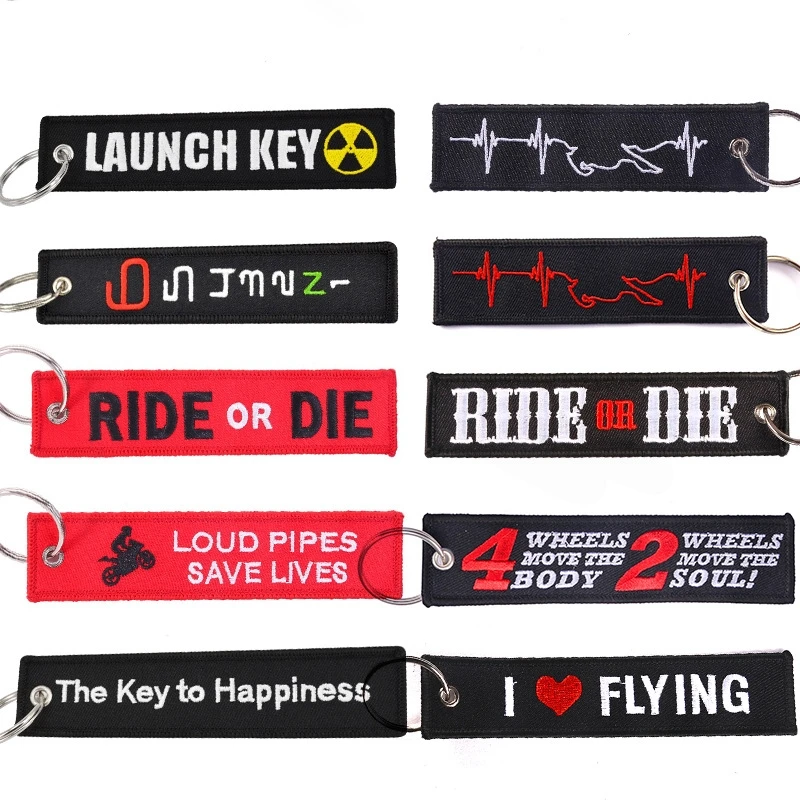 SOMEHOUR Embroider Aviation Keychain Collections Remove Before Flight Tag Holder Fobs Motorcycle Car Bag Keyrings Men Women Gift