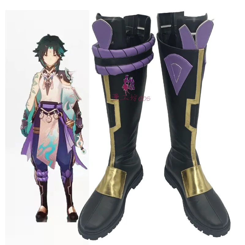 

Game Genshin Impact Xiao Cosplay Shoes PU Boots for Halloween Carnival Party Christmas Customize