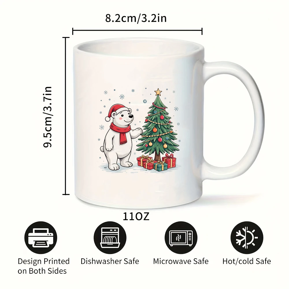 كوب عيد الميلاد على شكل الدب القطبي الكرتوني سعة 11 أونصة + كوب للأطفال + مجموعة هدايا عيد الميلاد للمكتب العائلي