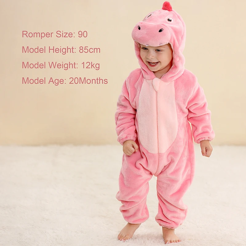 MICHLEY Halloween Winter Baby Rompers Warm Hooded Flannel Toddler Clothes Overall Bodysuits Jumpsuit Kigurumi Costume For Kids