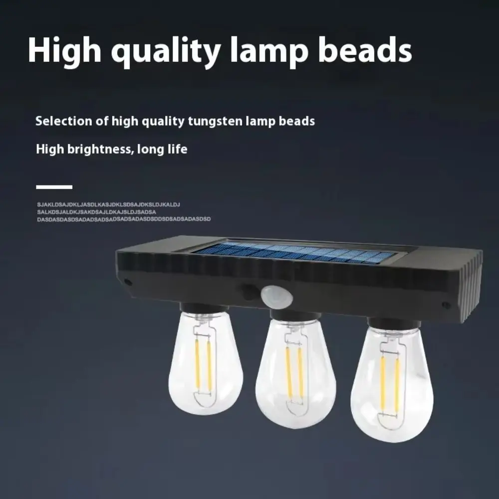 

3 Lighting Modes Solar Lights Motion Sensor Waterproof Outdoor Wall Light Easy To Install Tungsten Wire LED Lamp Yard