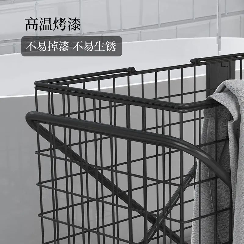 Iron Toy Clothes Storage Basket Dirty Clothes Rack Laundry Baskets Bathroom Clothes Toy Storage Basket with Wheels Shopping Cart