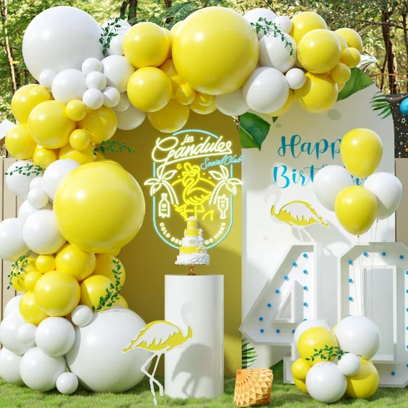 103Pcs Yellow White Latex Balloon Garland Arch Kit for Sunshine Lemon Honeybee Baby Shower Engagement  Birthday Party Decoration