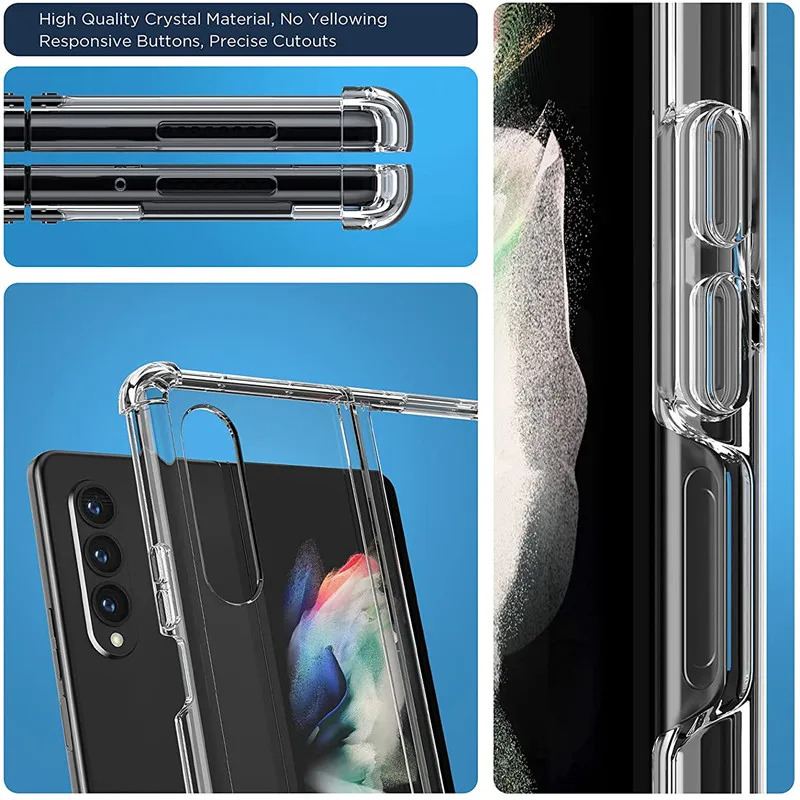 Crystal Soft TPU Bumper Shockproof Hard Clear Case for Samsung Galaxy Z Fold 2 3 4 5 Z Flod 6 with Enhanced Corner Protection