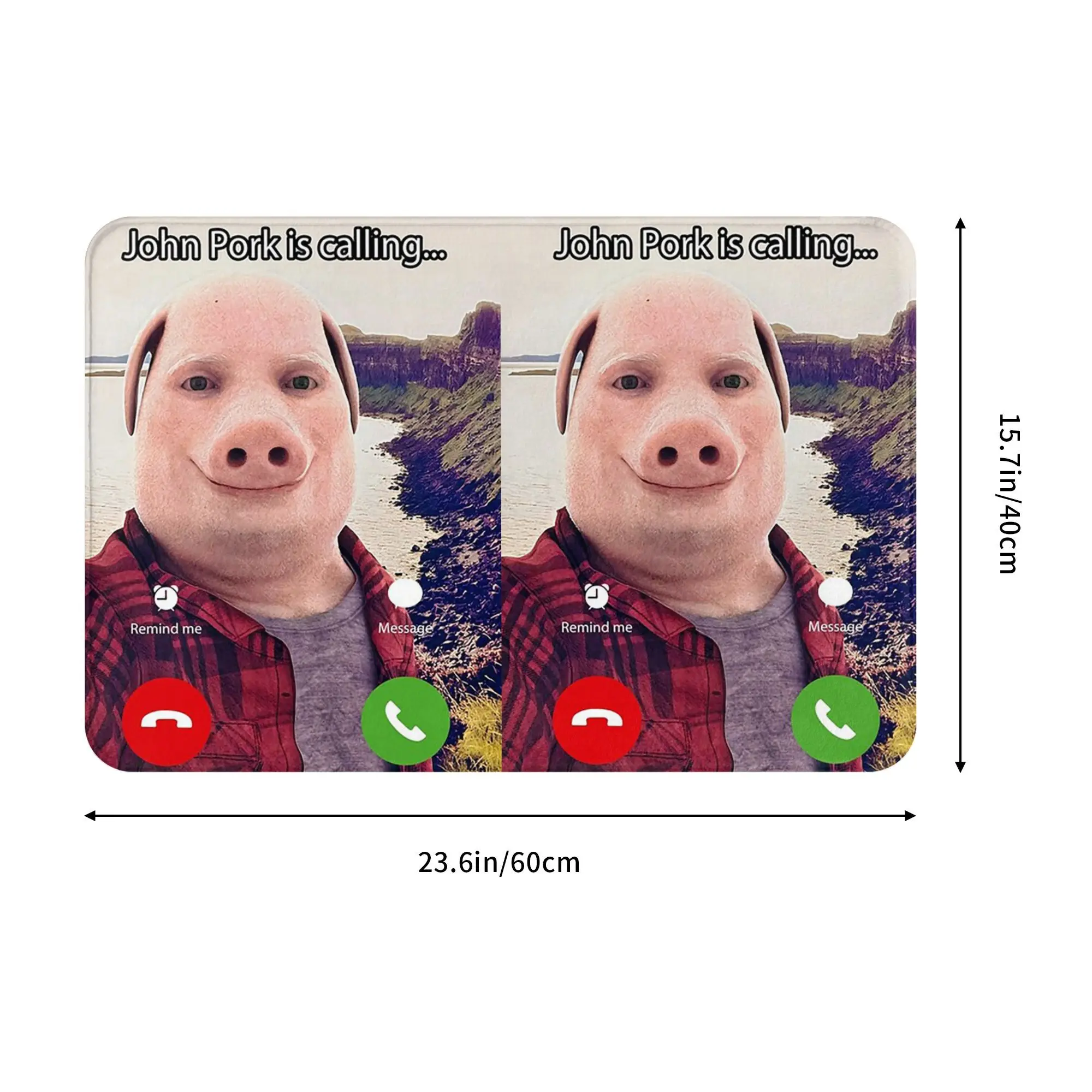 John Pork Is Calling Answer Call Phone Non-slip Doormat Floor Mat Sand Scraping Carpet Rug for Kitchen Entrance Home Footpad Mat