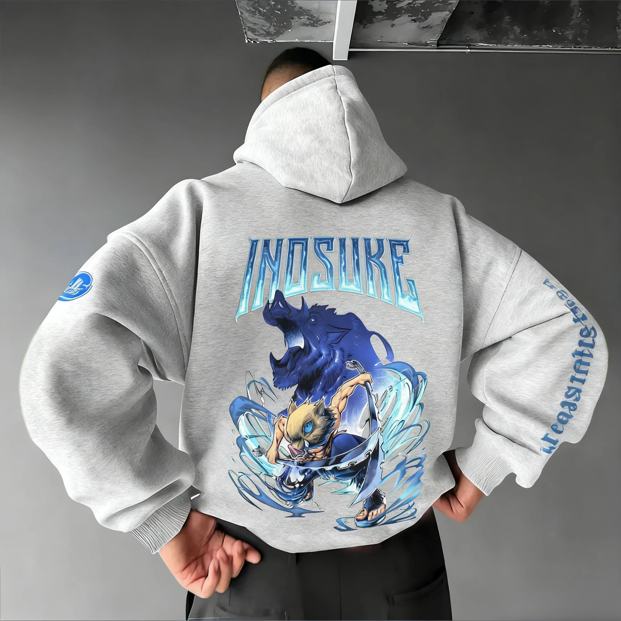 New Unisex Anime Demon Slayer Oversized Hoodie Men Women Pullover Sweatshirt Kimetsu No Yaiba Inosuke Autumn Y2k Tops Streetwear