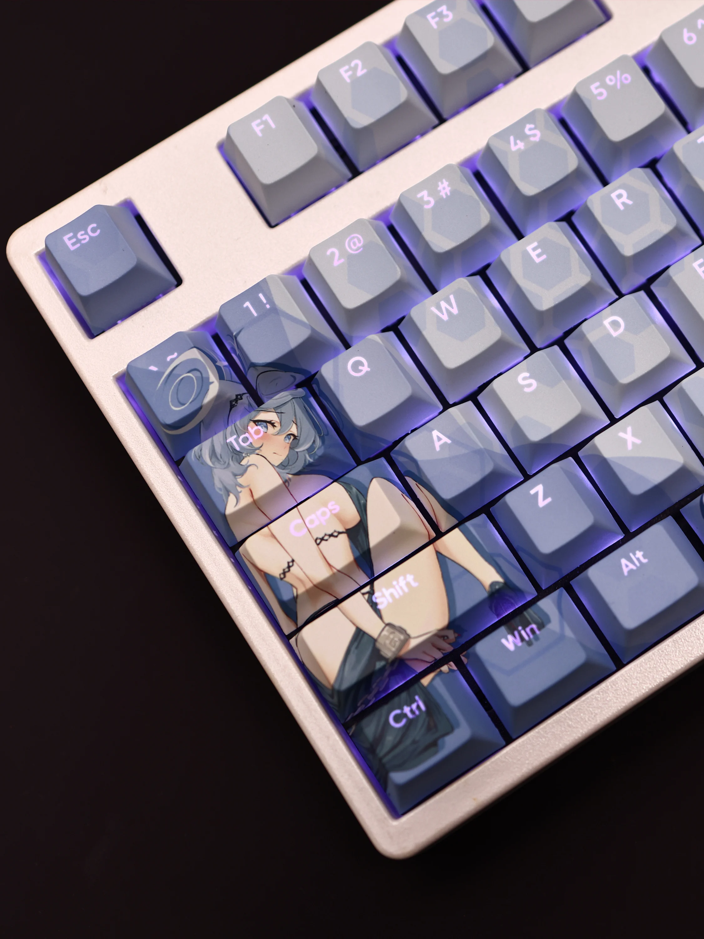 Amau Ako 108 Keycaps Blue Archive PBT DYE Sublimation Light Transmitting Cherry Cross MX Axis Switch for Mechanical Keyboard