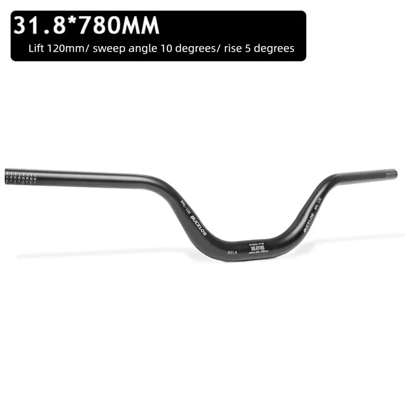 BUCKLOS Extra High Riser Handlebar 31.8mm Aluminum Alloy 90mm 120mm Rise 720mm 780mm MTB Swallow Bar For Mountain Bike Folding B