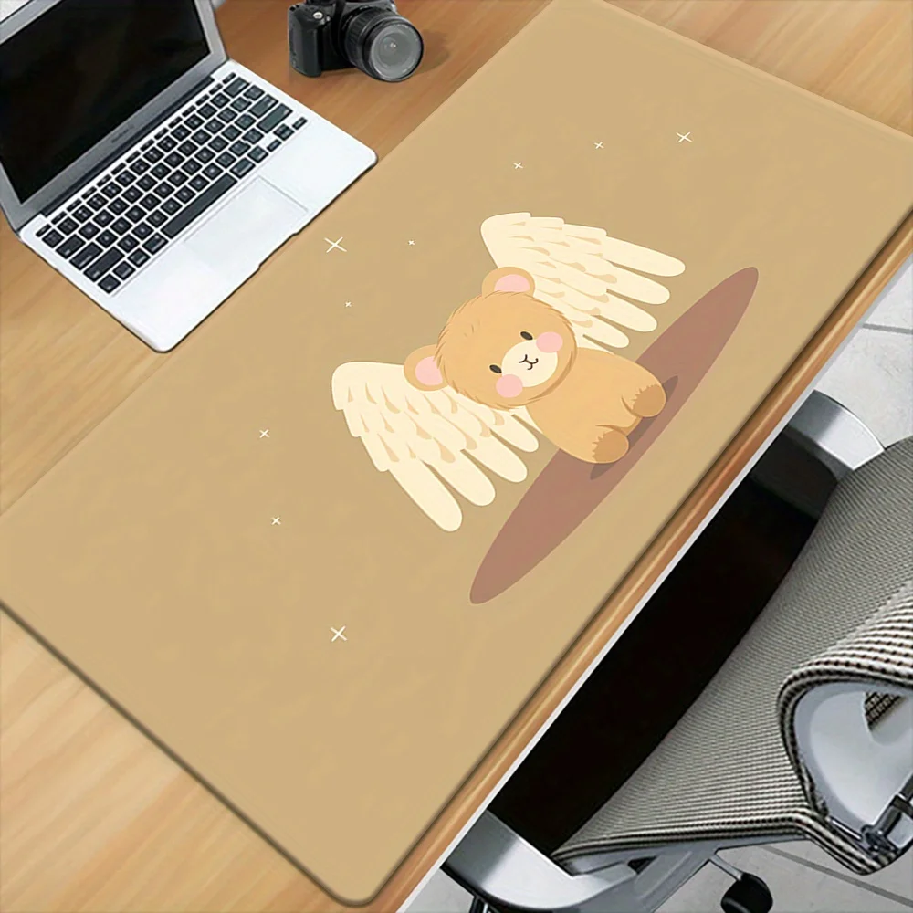 

Cute Angel Bear Large Desk Mat, Kawaii Winged Teddy Extended Mouse Pad