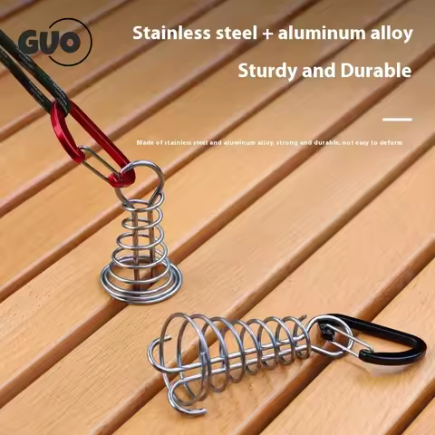 5pcs Outdoor Camping Octopus Rope Buckle Camping Deck Nail Stainless Steel Fixed Tent Rope Buckle Wooden Hook Spring Wind Rope