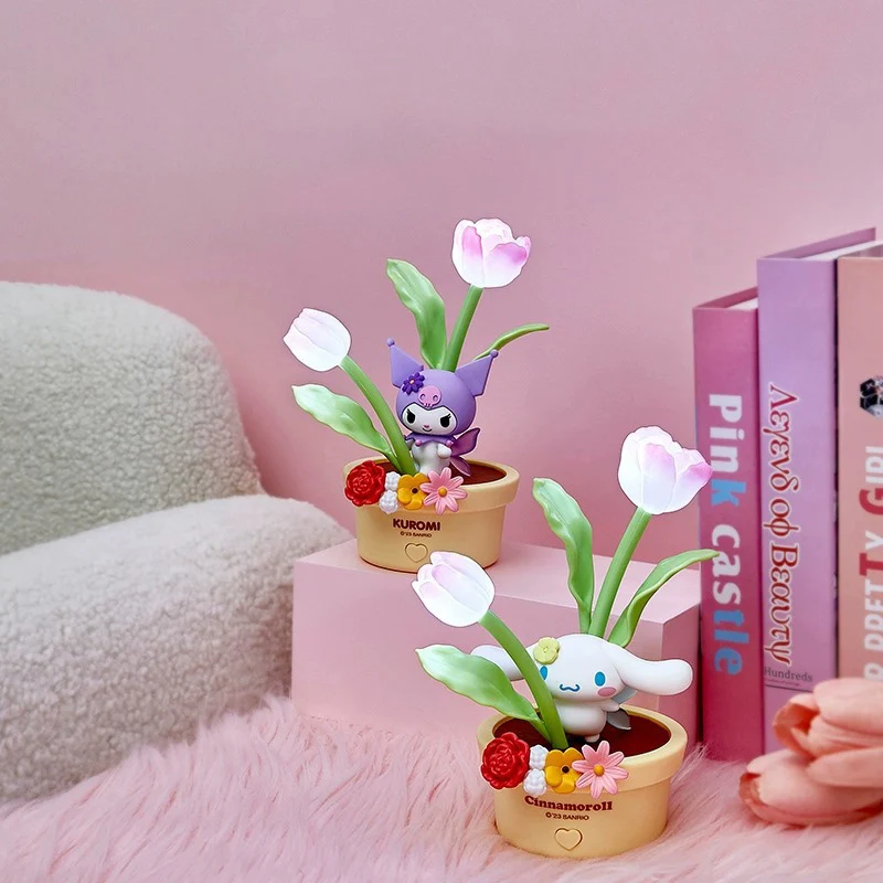 Kawaii Sanrioed My Melody Cinnamoroll Kuromi Mini Night Light Flower Fairy Series Sleep Light Bedroom Ambient Light Girl Gift