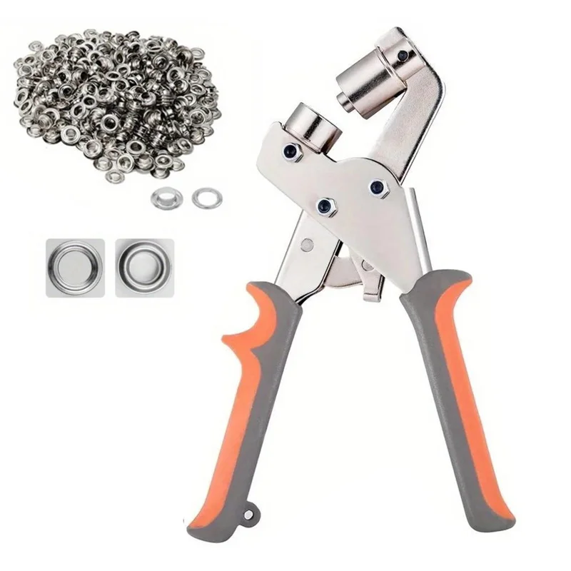 

Grommet Tool Kit 3/8inch 10mm Eyelet Press Pliers 10mm Manual Handheld with 500pcs Silver Grommets